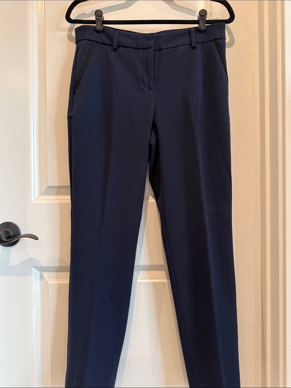 Express Columnist Ankle Pant Navy with Black trim